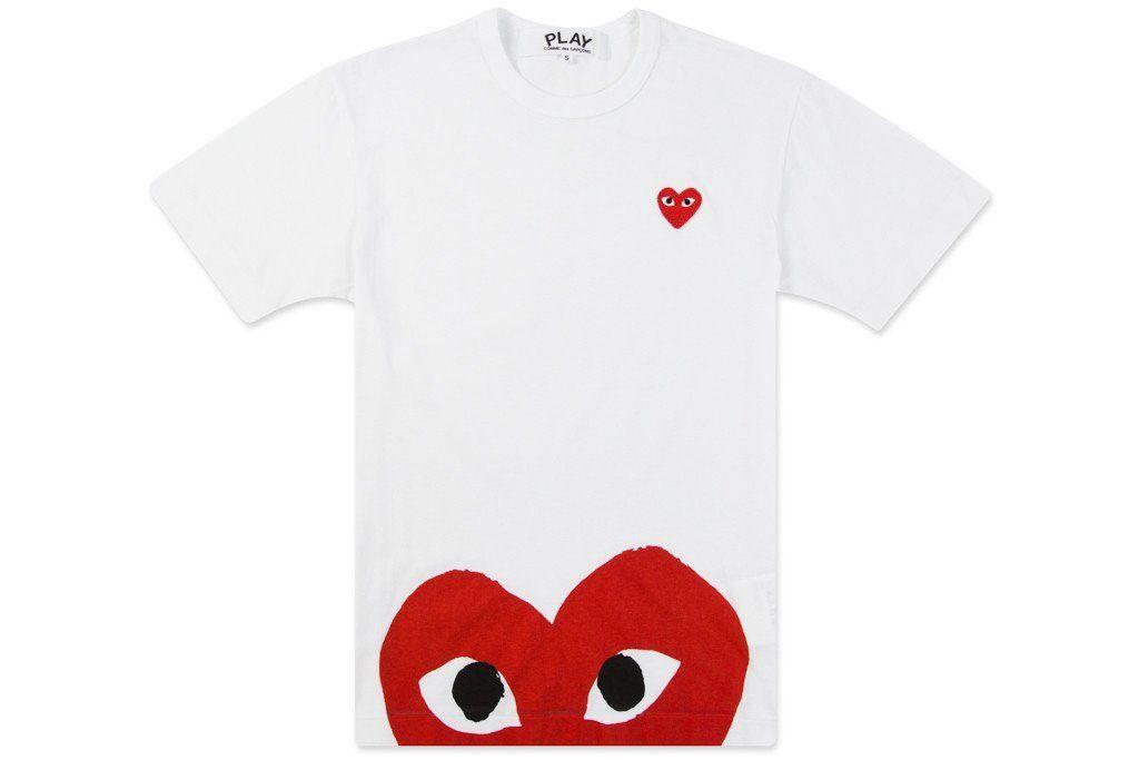 T and Heart Logo - Comme Des Garcons PLAY Half Heart T Shirt