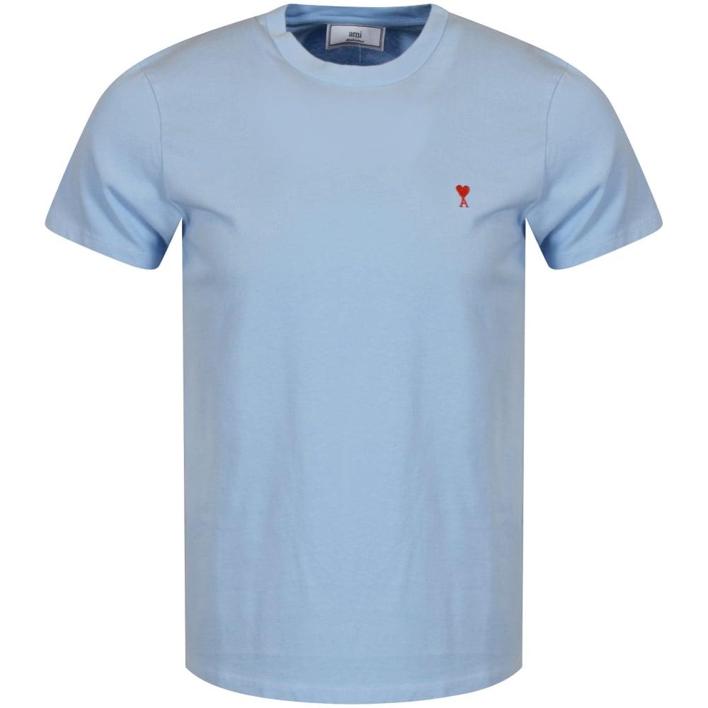 T and Heart Logo - AMI PARIS AMI Sky Blue Heart Logo T Shirt From Brother2Brother UK
