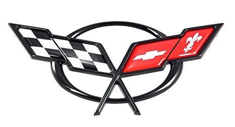 Corvette Logo - Amazon.com: Crossed Flag Emblem Fitted For 1997-2004 Chevrolet ...