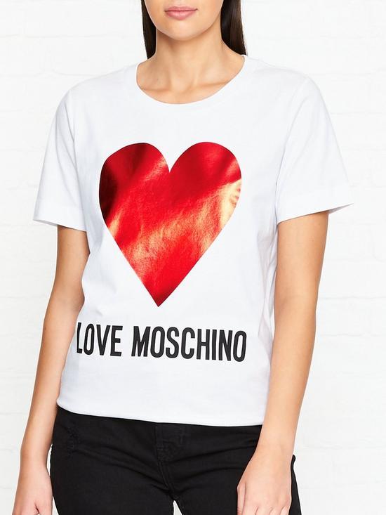 T and Heart Logo - LOVE MOSCHINO Heart Logo T-Shirt - White | very.co.uk