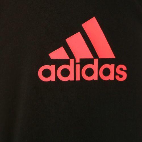 black adidas shirt with red logo