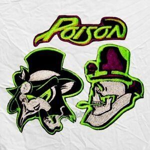 Poison Logo - Set Poison Embroidered Patches Rock Band Skull Logo Bret Michaels ...