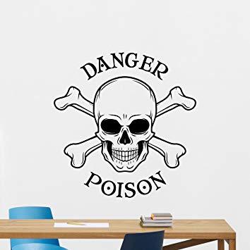 Poison Logo - Skull Poison Sign Wall Decal Danger Sign Skeleton Skull and Bones ...