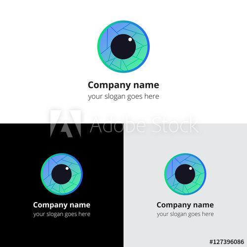 Green Eye Company Logo - Camera lens eye with green circle gradient and vector logo template