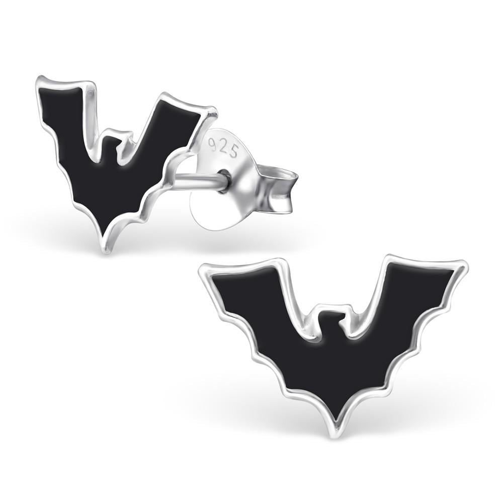 Vampire Bat Logo - Black Vampire Bat Studs - Evelyn Mae Creations