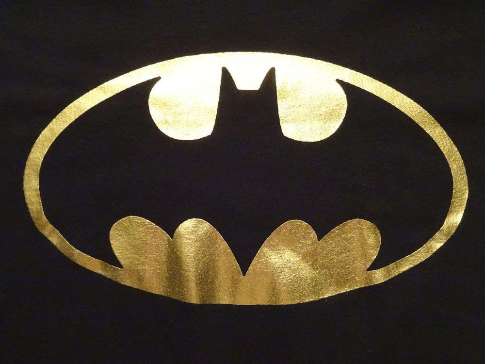 Batman Gold Logo - XXL Batman T-Shirt DC Comics Metallic Gold Logo Excellent Condition ...