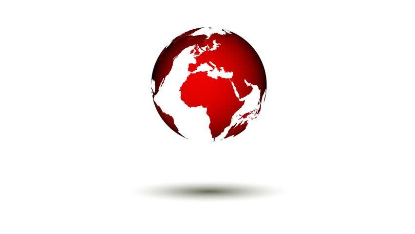 Red World Logo - Loopable Red World Map Spinning Stock Footage Video 100% Royalty