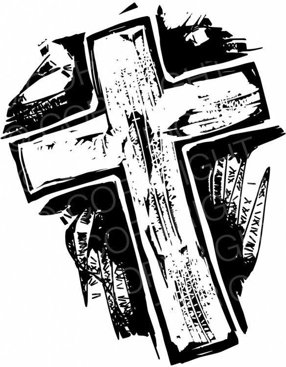 Rugged Cross Logo - Wooden Cross Symbol - Woodcut Style Clip Art – Prawny Clipart ...