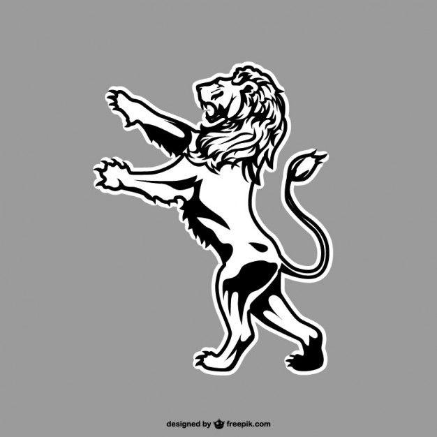 Standing Lion Logo - White heraldry lion Vector | Free Download