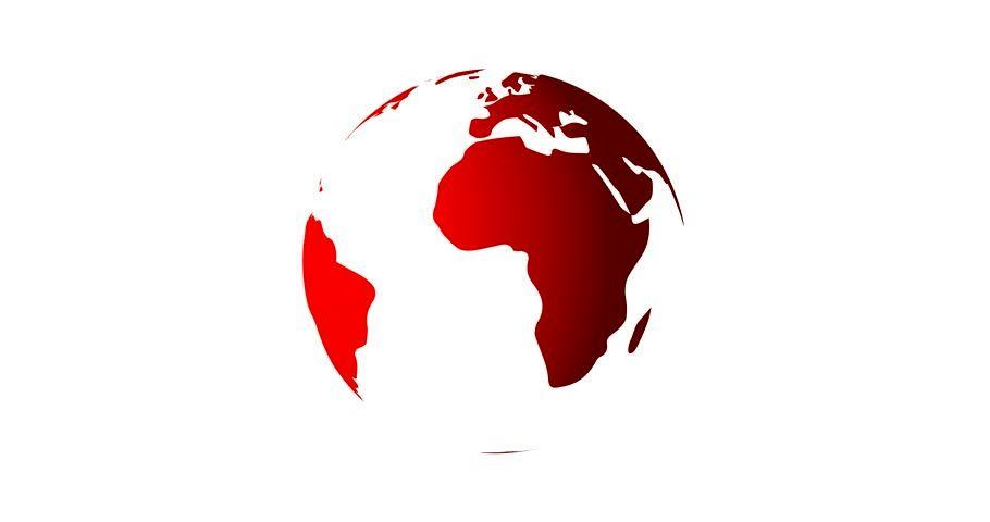 Red World Logo - Planet Earth Globe Modern News Stock Footage Video 100% Royalty