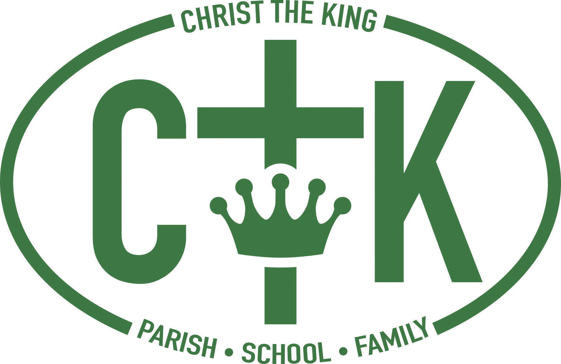 Car Green Oval Logo - CTK Car Fridge Magnet. Christ The King Parish
