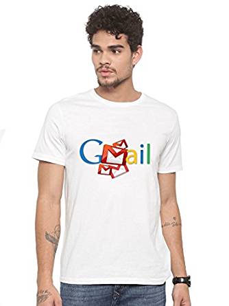 Round Gmail Logo - Canis Gmail Logo. Trendy. Round / Crew Neck Men's White Printed T