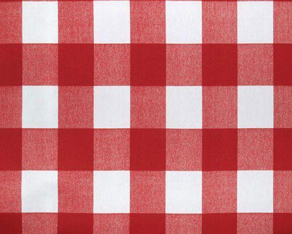 Red and White Checkered Logo - SHIPS SAME DAY Gingham Red White Cotton Plaid Upholstery
