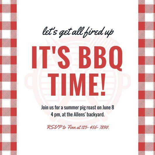 Red and White Checkered Logo - Red and White Checkered Grilled Roast Invitation - Templates by Canva