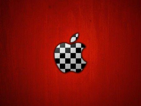 Red and White Checkered Logo - Black And White Checkered Apple Logo On Red Background