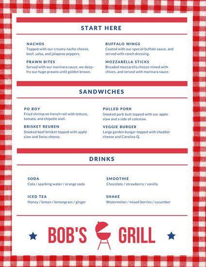 Red and White Checkered Logo - Red and White Checkered Barbecue Menu