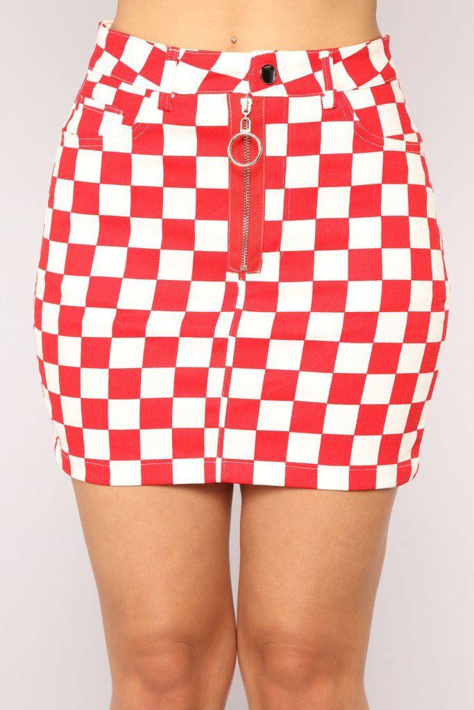 Red and White Checkered Logo - Kira Checkered Skirt - Red/White | Fashion Nova | Skirts | Skirts ...