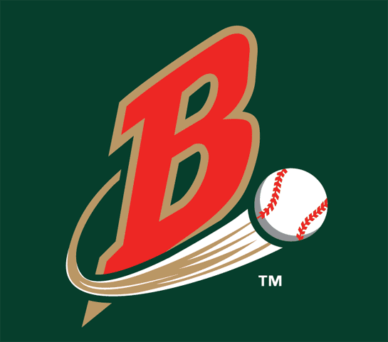 Bison Baseball Logo - Buffalo Bisons Cap Logo (2004) - (Home) A red B with a baseball ...