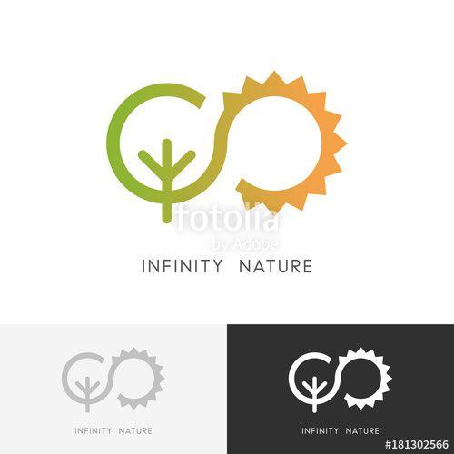 Sun Symbol Logo - Infinity nature logo - green tree and the sun symbol. Ecology ...
