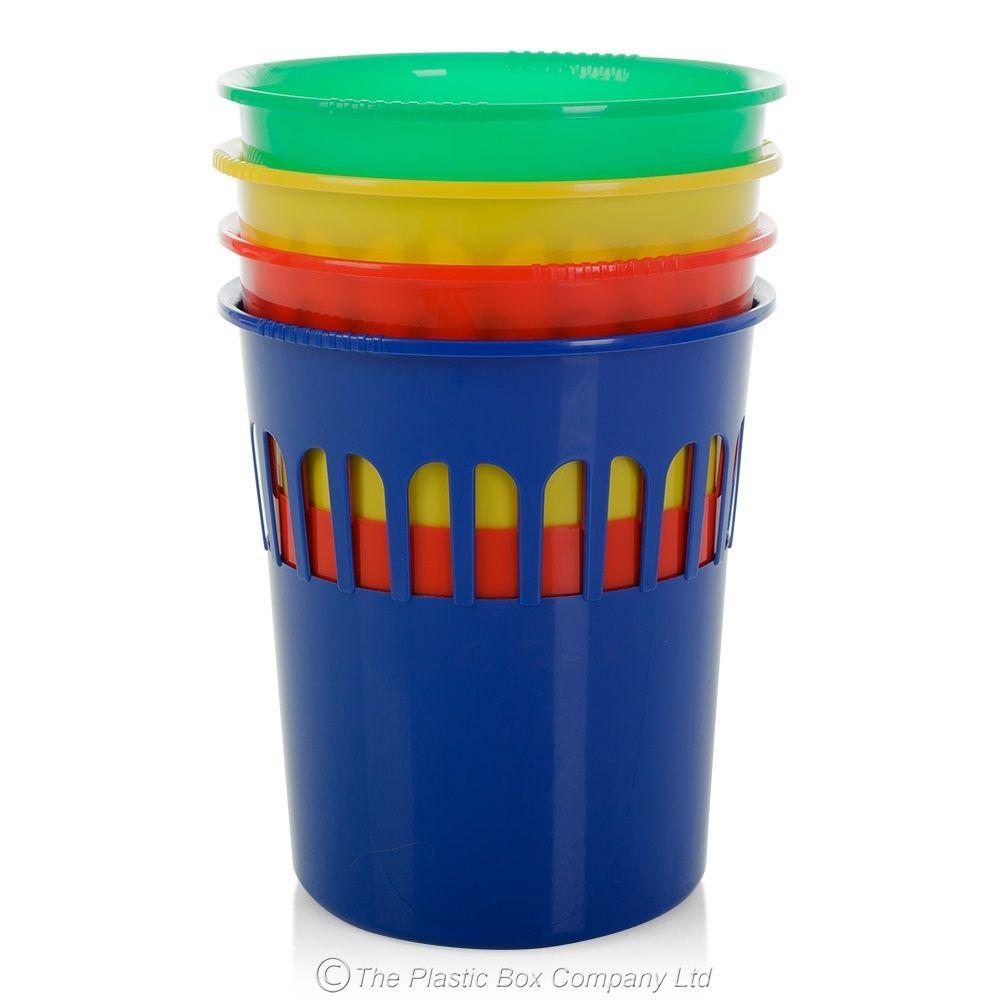 Round Blue and Red Company Logo - Casa Colourful Plastic Round Waste Paper Bin - Red, Green, Yellow ...