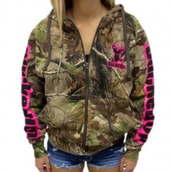 Hunting Apparel Logo - Zipper Hoodie - Realtree APG Camo with from Bucked Up Apparel