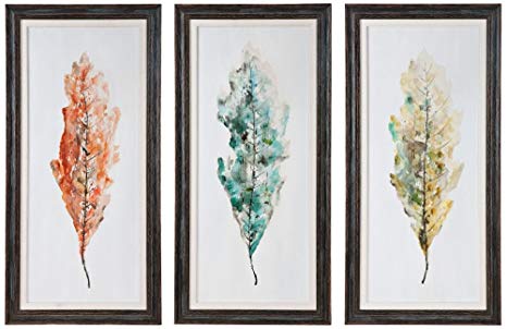 3 Multicolor Leaf Logo - Amazon.com: Uttermost 33634 Tricolor Leaves Abstract Art, Set 3 ...