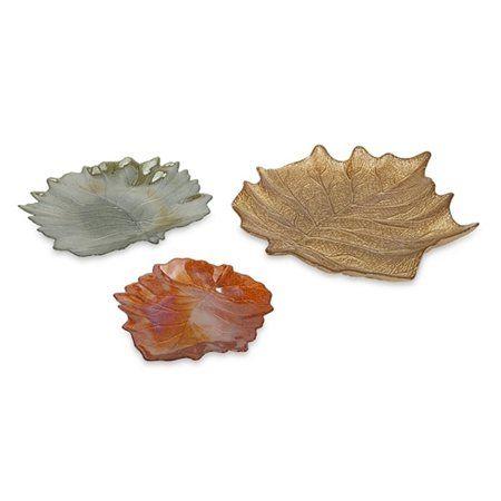 3 Multicolor Leaf Logo - Set of 3 Thanksgiving Autumn Harvest Multicolor Leaves Decorative ...