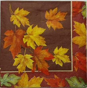 3 Multicolor Leaf Logo - LEAVES MULTICOLOR 4 single COCKTAIL SIZE paper napkins for decoupage ...