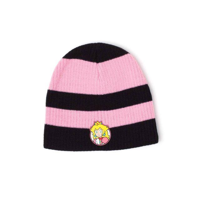 Princess Peach Logo - Nintendo Beanie Hat Princess Peach Striped Patch Logo Official