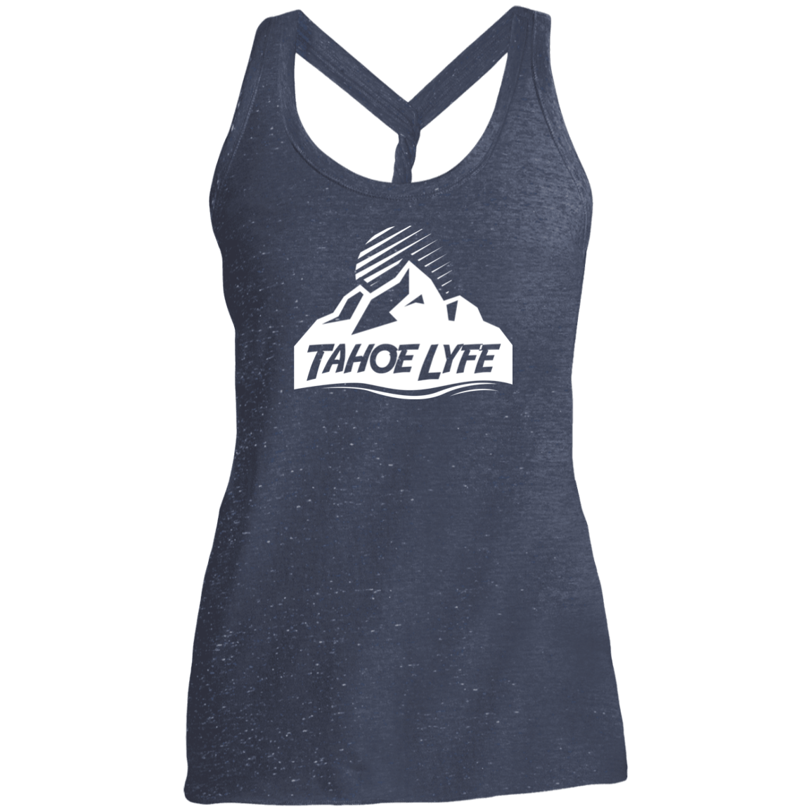 Blue and White Mountain Logo - Tahoe Lyfe White Mountain Logo Ladies Cosmic Twist Back Tank