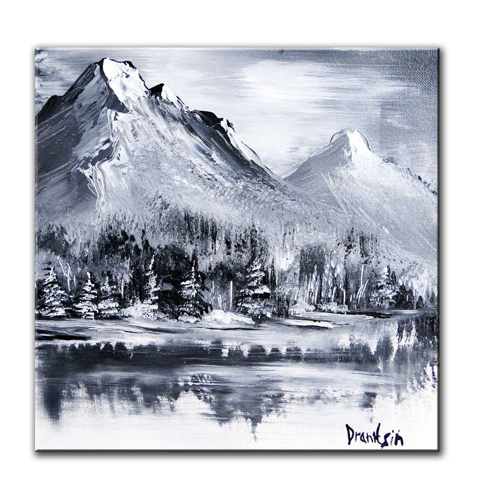 Blue and White Mountain Logo - BLACK AND WHITE MOUNTAIN, original painting by Dranitsin ...
