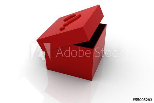 Open Red Box Logo - Open red box with question isolated on white background. this