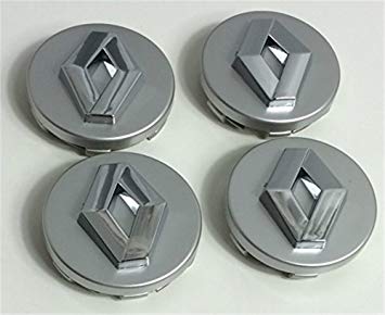 Grey Chrome Logo - 4 x 60 mm Alloy wheel center hub caps Renault Logo Grey/Chrome, Set ...