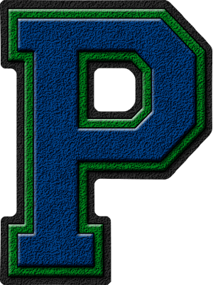 Blue Letter P Logo - Presentation Alphabets: Royal Blue & Green Varsity Letter P