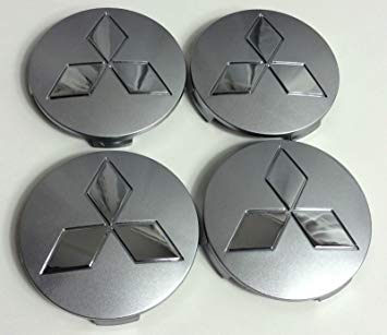 Grey Chrome Logo - X4 Wheel Centre Caps Mitsubishi Grey Chrome Logo 80 mm Cover: Amazon ...