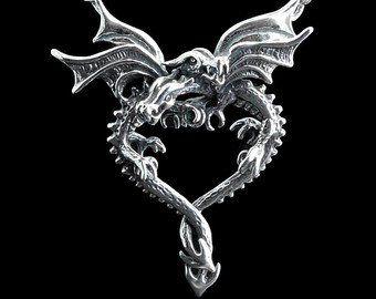 Silver Dragon Logo - Dragon Pendant Silver Renaissance Dragon Necklace Dragon | Etsy