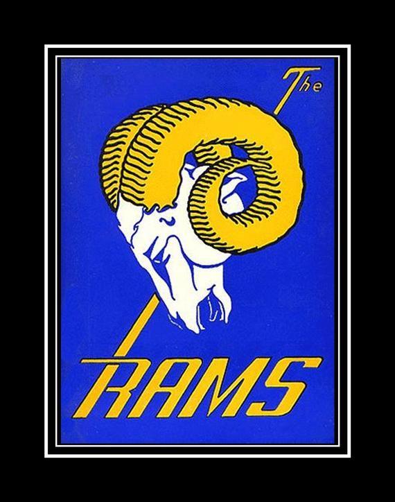 Rams Football Logo - Retro LA Rams Football Logo Poster Football Fan Wall Art | Etsy