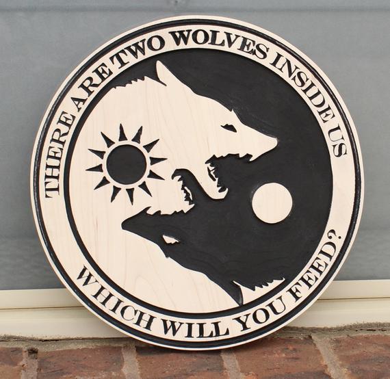 Native Wolf Logo - Wolf Art Wolves Art Tale of Two Wolves Art Native American | Etsy