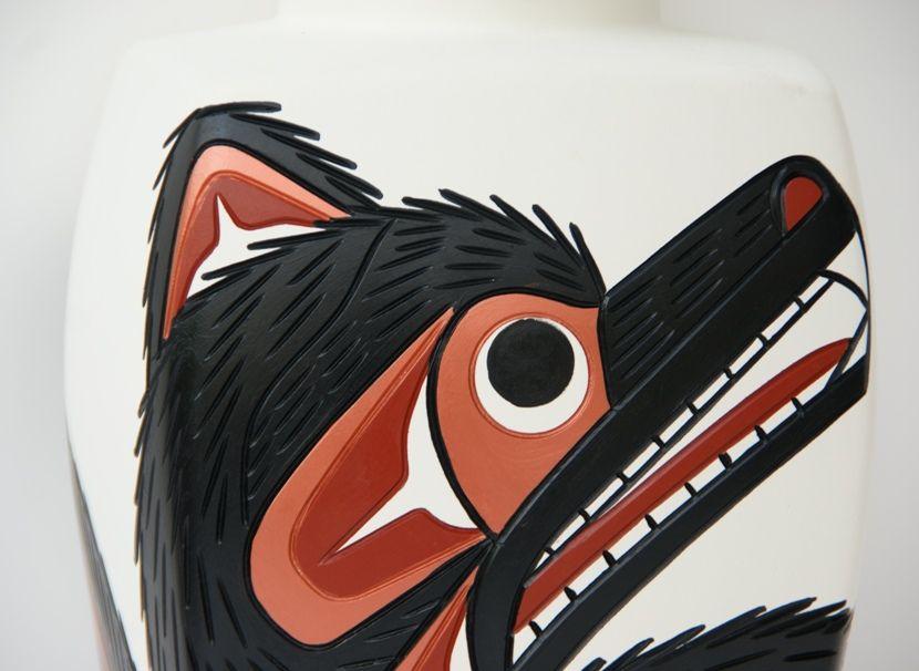 Native Wolf Logo - Native Wolf Design Ginger Urn / Jar - Canadian Indian Art Inc.