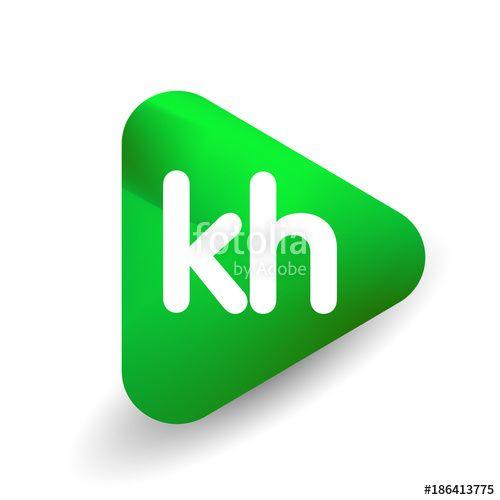 Companies with Triangle Green Logo - Letter KH logo in triangle shape and colorful background, letter ...