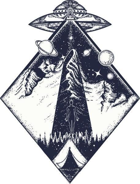 Cool Alien Logo - Cool Alaskan Mountain Range Alien Invasion Dot Art Icon Vinyl ...