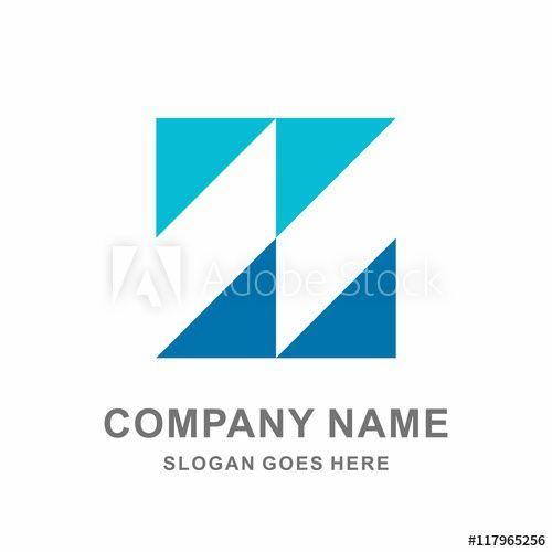 Triangle in Blue N Logo - Monogram Letter N Geometric Triangle Square Vector Logo Template
