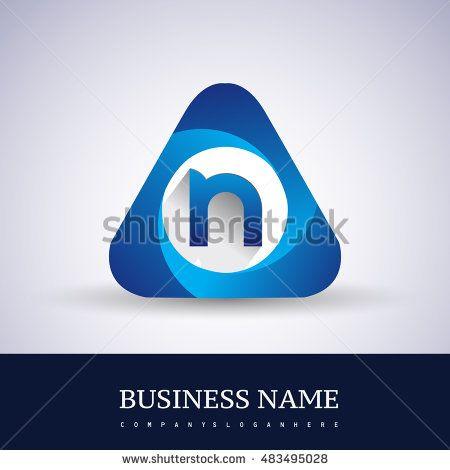 Triangle in Blue N Logo - Logo N letter blue colored in the triangle shape, Vector design