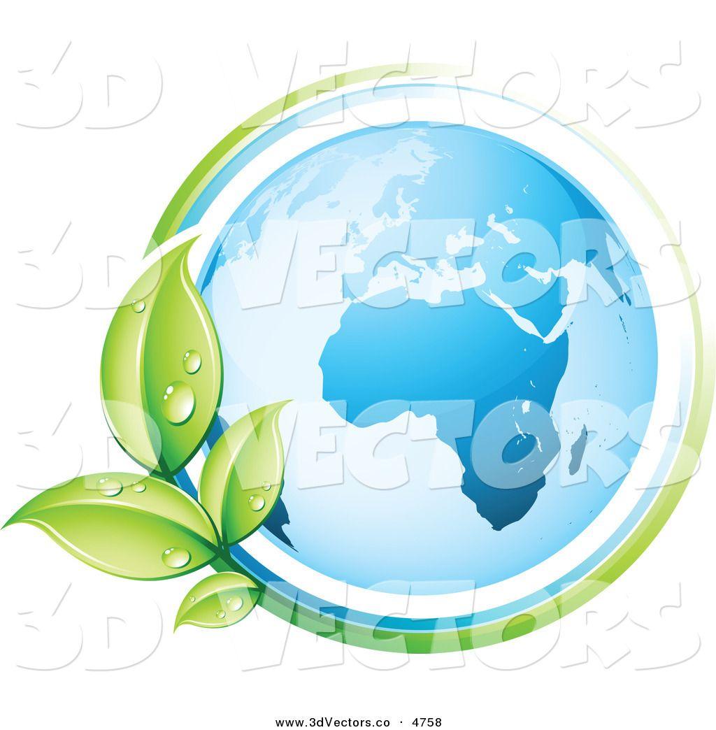 White and Blue Earth Logo - 3D Vector Clipart Of A Pre Made Logo Of A Vine Circling The Planet