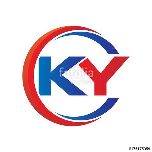 KY Logo - ky logo vector modern initial swoosh circle blue and red Stock
