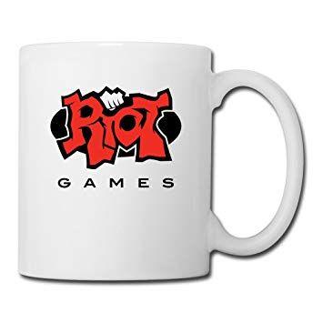 Funny Amazon Logo - Unique, Cool White Cups Riot Games Logo Video Game Publisher Funny