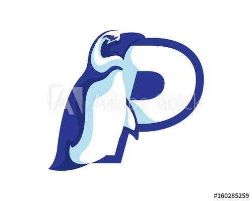 Penguin Sports Logo - Modern Penguin P Letter Alphabet Sports Logo this stock vector