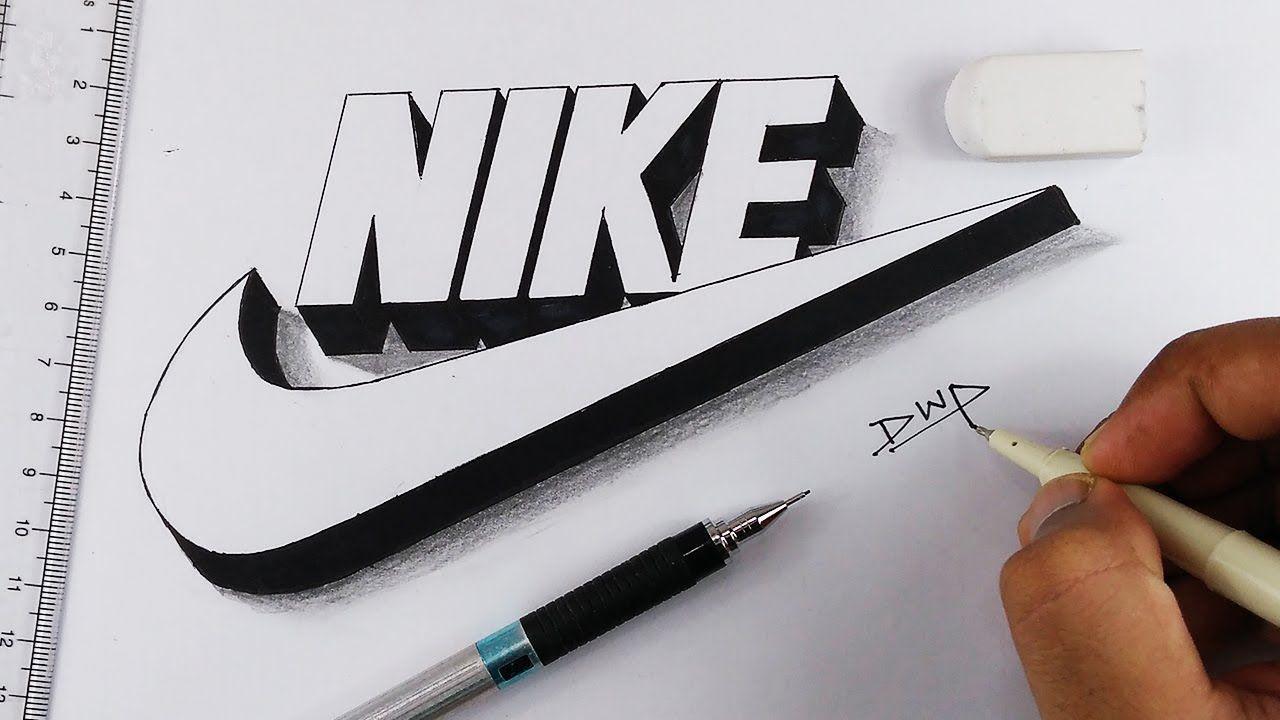 3D Nike Logo - How to draw NIKE LOGO 3D step by step EASY for KIDS - YouTube