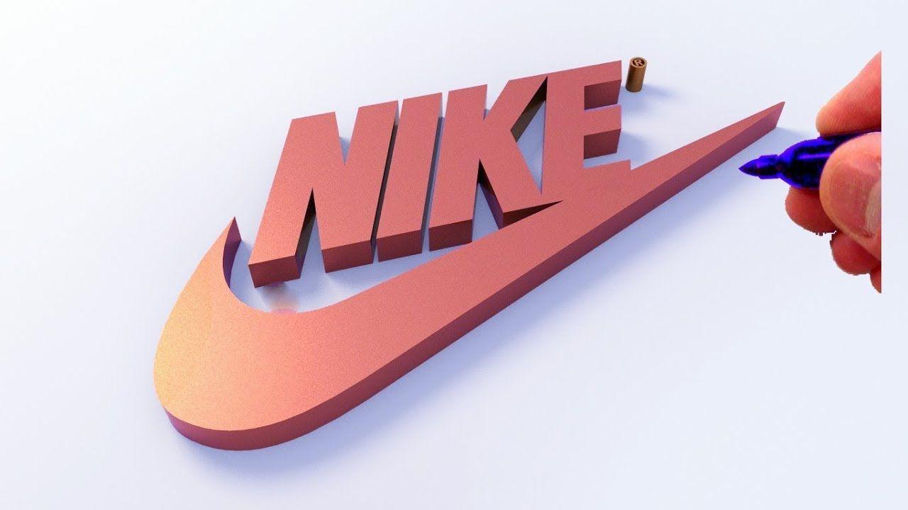 3D Nike Logo - 3D NIKE LOGO.. How To Easy Draw The NIKE Logo in 3D Step