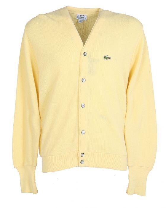 Izod Crocodile Logo - 60s Izod X Lacoste Yellow Knitted V Neck Cardigan Yellow
